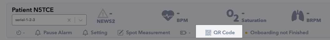 QR Code button under the patient